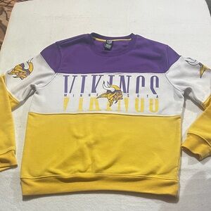 NFL Vikings Purple, White, and Red Yellow Crewneck Sweater size Medium